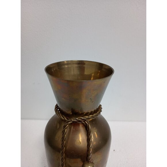 Vintage Gatco Solid Brass Twisted Rope Tassel Accent Gold Tone Bud Vase MCM - Picture 3 of 9